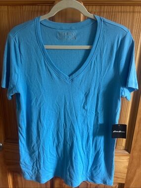 Eddie Bauer Women's Short Sleeve V-Neck Tee in Bright Blue